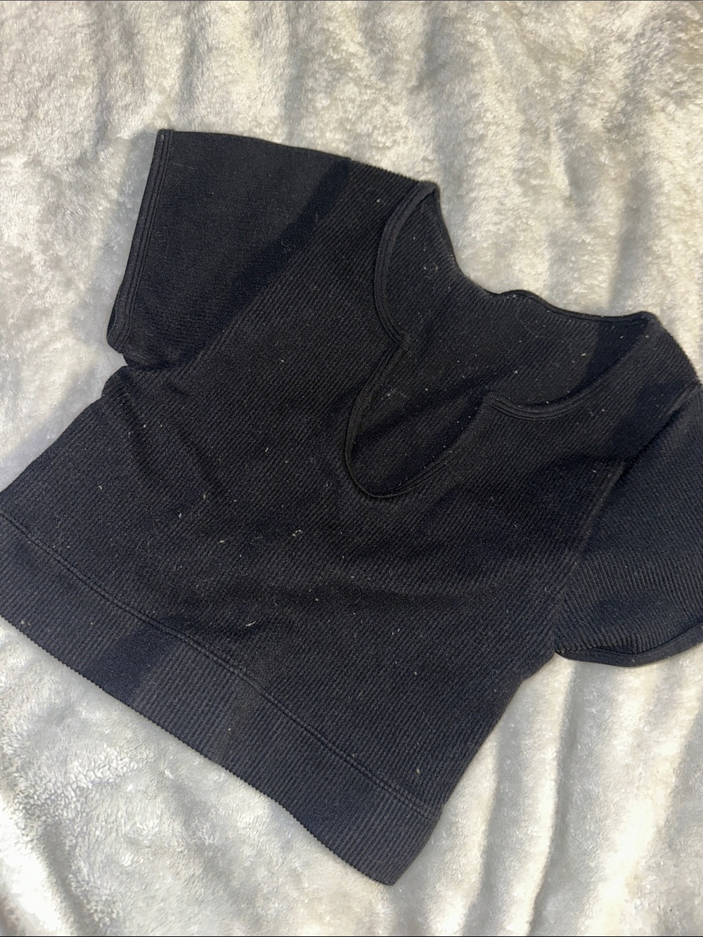 Gilly Hicks Black Ribbed Cutout Crop Top